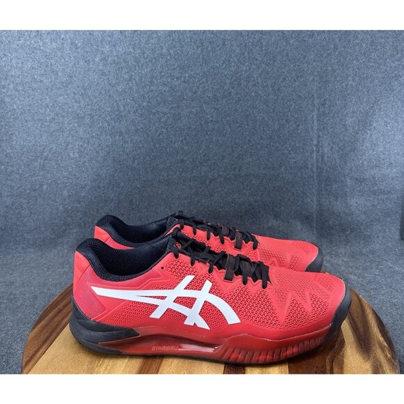 ASICS GEL-Resolution 8 Mens Electric Red Sz 14 Pickleball Court Tennis Shoes - Picture 1 of 12